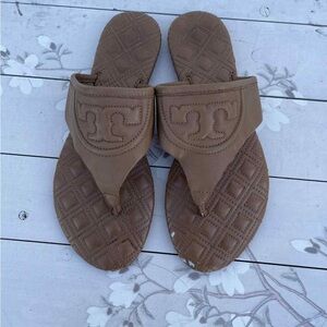 Tan Quilted Leather Sandals